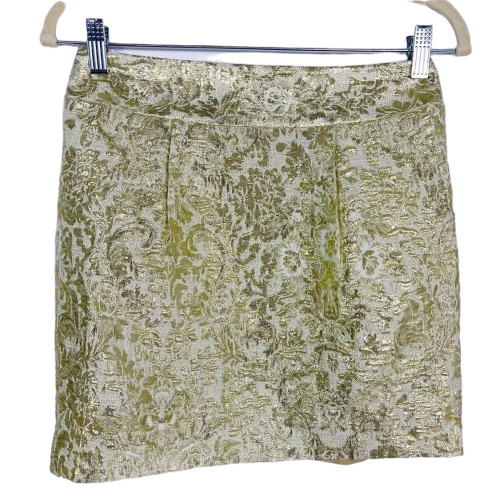 Johnnie B (Boden) Gold Foil shimmer Jacquard Holiday Skirt, size 28